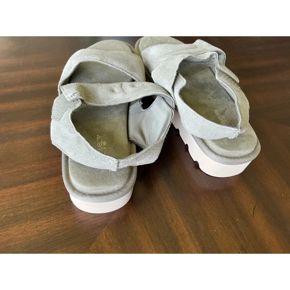 Koolaburra by UGG Suede Platform Sandals Adjustable Straps Grey Sage Women 11